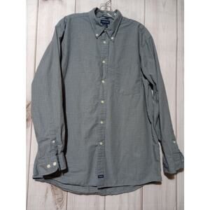 Structure Shirt Mens Large Blue‎ Gray Check Button Down Long Sleeve Casual 90s
